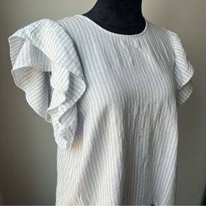 a new day White and blue Ruffle Sleeve Blouse - L